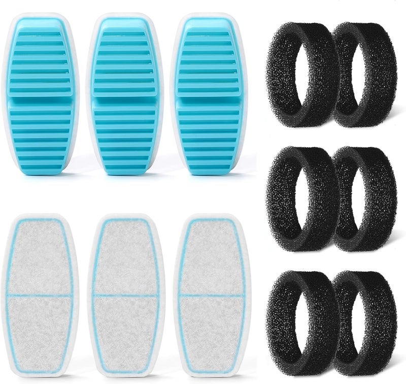 FOFNON Cat Water Fountain Filters: 12 Cat Fountain Replacement Filter for Pet Water Fountain - 3 Months Set of Pet Fountains Filter - Including 6 Pieces Filters + 6 Pieces Sponges - Image 1